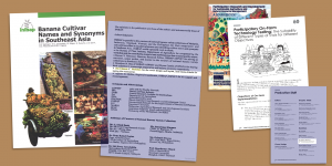 Designed the cover of the "Banana Cultivar Names and Synonyms in Southeast Asia", and contributed to inside illustrations for the "Participatory Research and Development for Sustainable Agriculture" | Both are available on Google Books